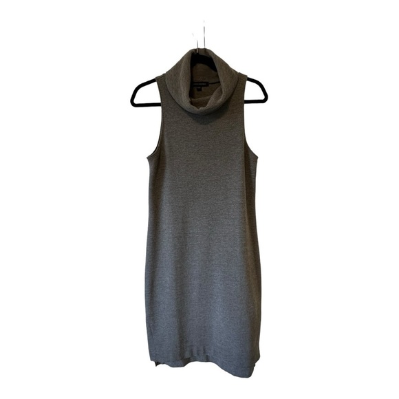 Banana Republic Gray Sleeveless Cowl Turtleneck Ribbed Knit Dress - Size Medium - Picture 2 of 13